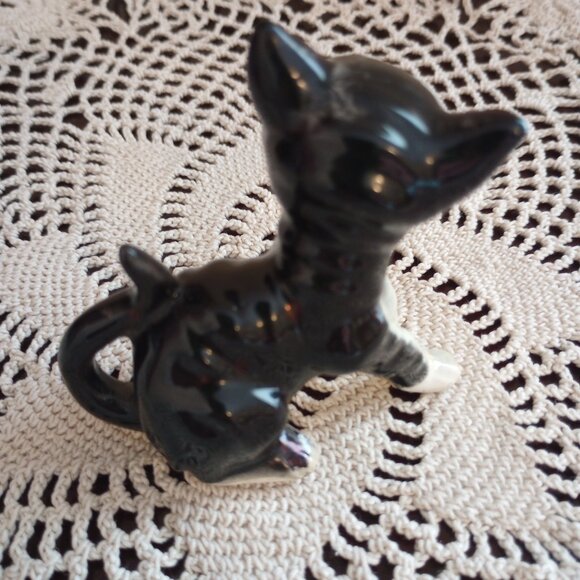 Vintage Black White Porcelain Cat Figurine Figaro - Picture 4 of 8